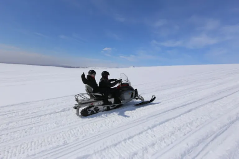 Snowmobiling at Langjökull glacier