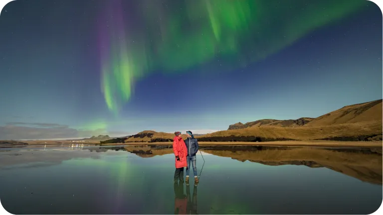  The founders and owners of Aurora Reykjavík under the Northern Lights