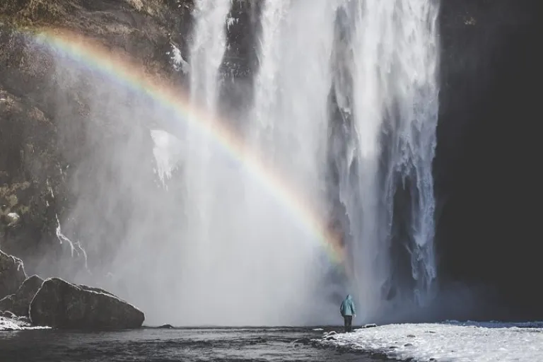 Sk&oacute;gafoss in the wintertime
