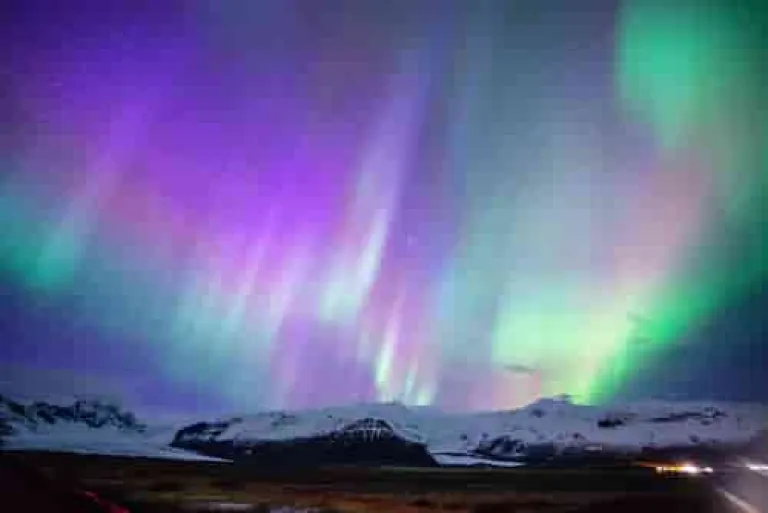 Aurora Borealis over mountains